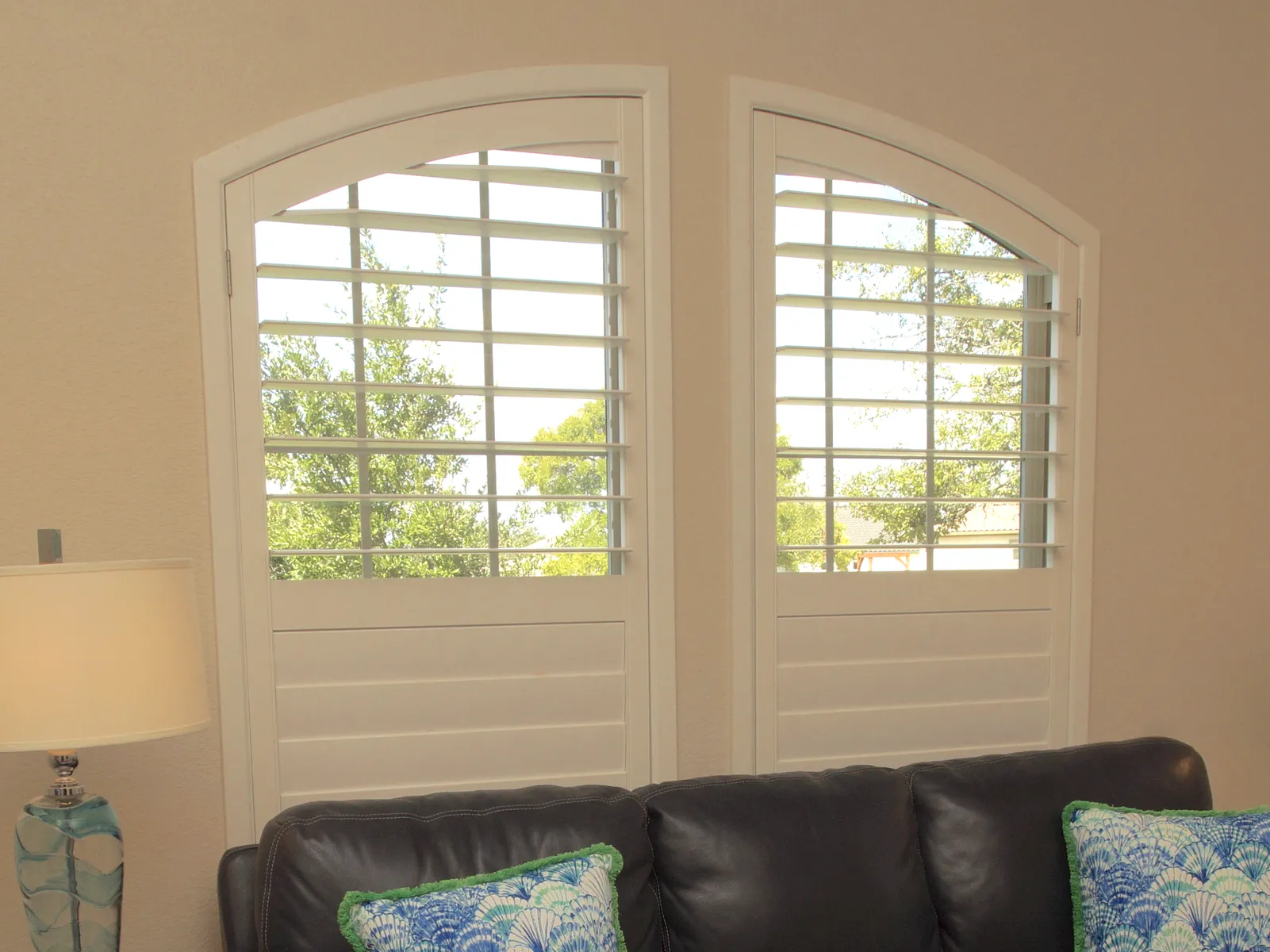 living room plantation shutters