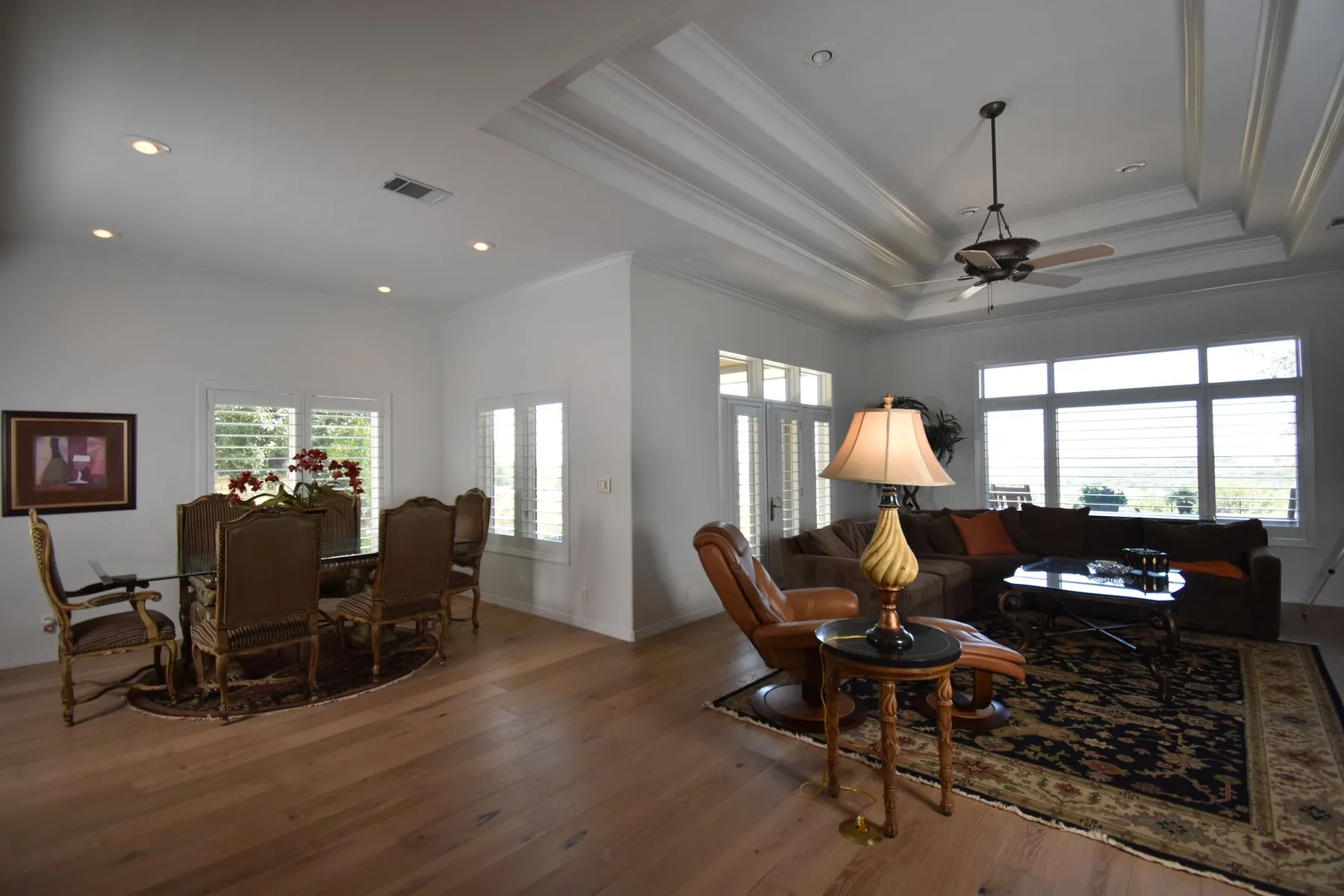 living room plantation shutters