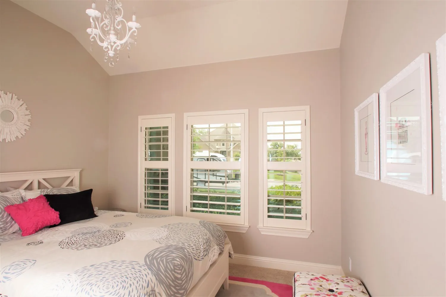 bedroom interior plantation shutters