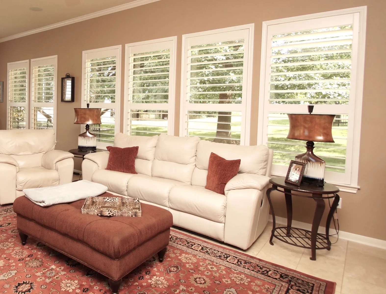living room plantation shutters
