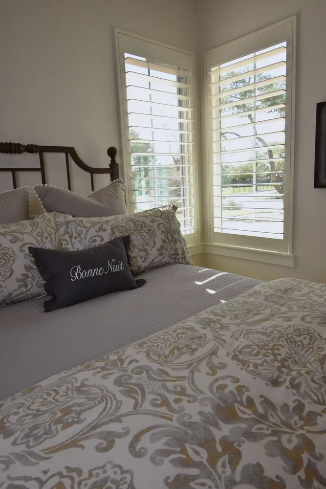 bedroom interior plantation shutters